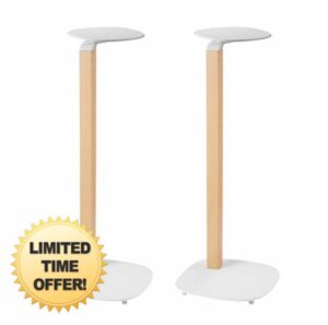 ynVISION.DESIGN Wooden Universal Speaker Floor Stands | 2 Pack | Pair | Speakers up to 22 LBS | Compatible with Sonos Era 300 | White