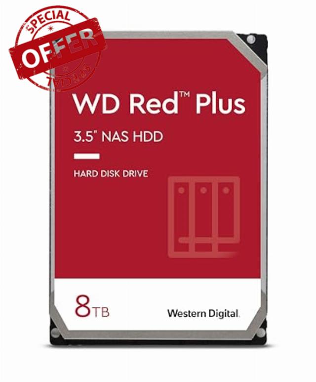 Western Digital 8TB WD Red Plus NAS Internal Hard Drive HDD - 5640 RPM