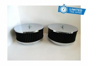 Chrome 6 3 8" Flat TOP Dual Quad aair Cleaner Set Black 5 1 8" 4 BBL #229BK-2 JKR229BK-2 Part