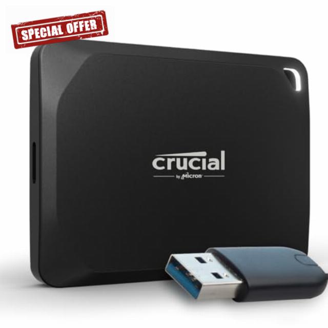 Crucial X10 Pro 2TB Portable SSD with USB-A Adapter- Up to 2100MB/s Read and 2000MB/s Write - PC and Mac