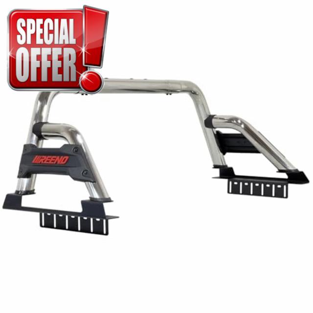 IIIREENO Roll Bar | Adjustable Sport Bar Silver Stainless SteelFull Size Trucks(Ford F-150/250