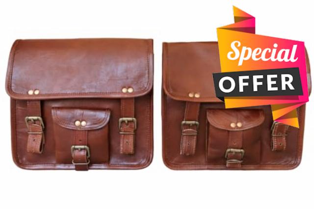 american blue Motorcycle Side Saddle Bags Pouch Brown Color Leather Side Bag Panniers Set of 2 Bags