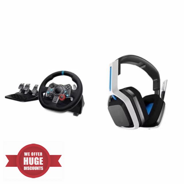Driving Force Racing Wheel + Floor Pedals + Astro A20 Gaming Headset Bundle - PS5/PS4/PC
