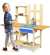 Maxmass Wooden Play Kitchen, Kids Toy Kitchen with Simulated Sound, Removable Sink and Stove, Pre...