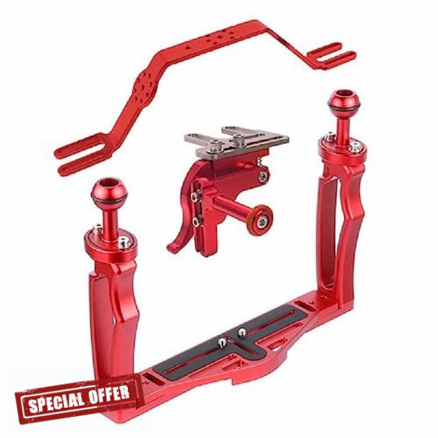 Underwater Video Stabilizer Holder Aluminum Alloy Camera Tray Bracket Double Ball Arm Mount Arm for Diving Photography Aluminium Alloy Underwater Video Light Stabilizer Tray Diving Light Stand Tray