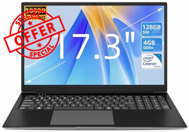 Naclud 15.6 Inch Laptop 4GB DDR4 128GB SSD