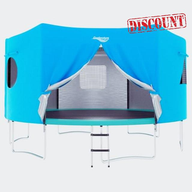 Trampoline Tent Cover Frameless Shade with LED Light Trampoline Accessory Tent Outdoor Straight Pole Round Trampoline (Tent Only)
