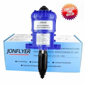 JONFLYER Fertilizer Injector for Drip Irrigation Water Powered Chemical Liquid Dosing Pump POM Automatic Fertilizer Doser Dispenser for Agriculture Garden Greenhouse Industry Livestock Car Washing