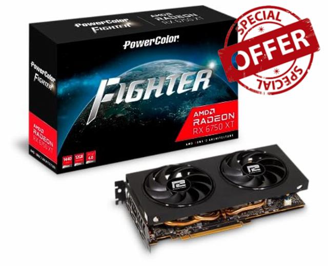 PowerColor Fighter AMD Radeon RX 6750 XT 12GB GDDR6 Graphics Card