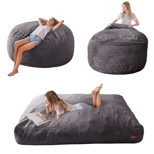 Convertible Beanbag Folds from Lazy Chair to Floor Mattress Bed