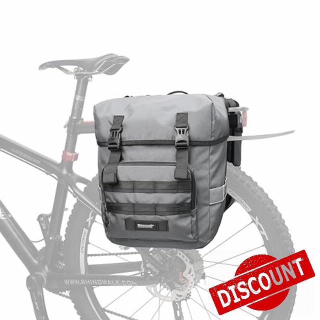 Rhinowalk Bike Pannier Bag 40L Double Pannier Bags Saddle Bags for Rear Rack Bicycles with Carrying Handle with Reflective Trim Professional Cycling Accessories-Grey