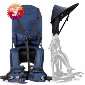 MiniMeis G4 - Lightweight Child Shoulder Carrier and Sunshade Bundle - Made for Kids 6 Months to 4 Years Old - Navy