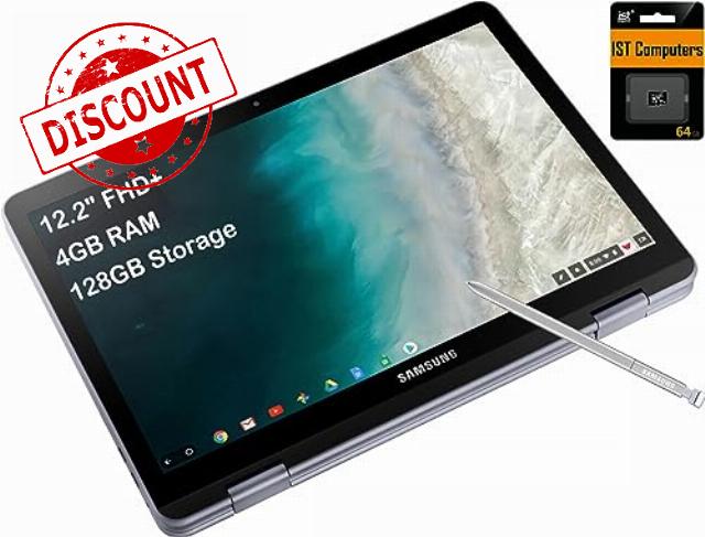 SAMSUNG Chromebook Plus V2 360 12.2" FHD+ 2-in-1 Touchscreen w/Dual Webcam (Intel Celeron 3965Y