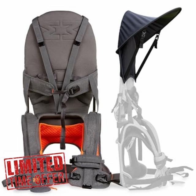 MiniMeis G4 - Lightweight Child Shoulder Carrier and Sunshade Bundle - Made for Kids 6 Months to 4 Years Old - Orange