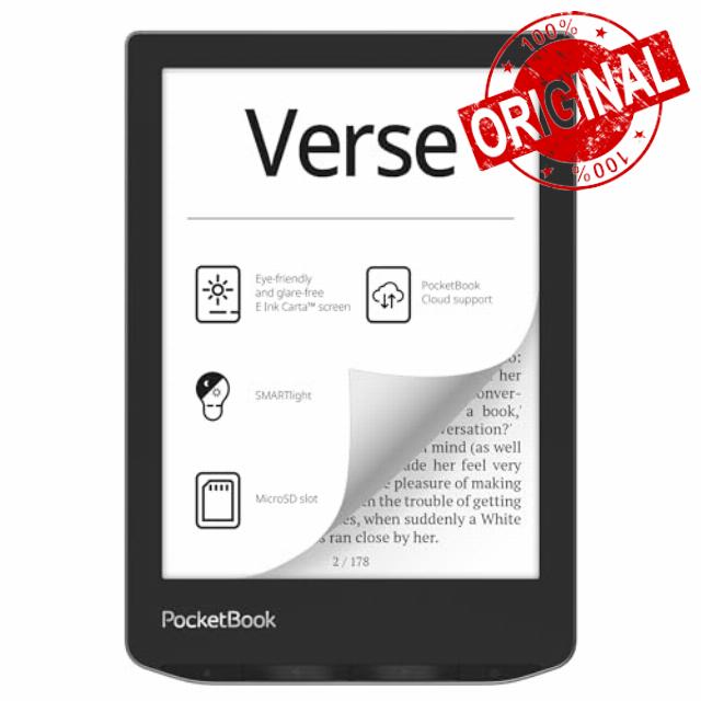 PocketBook Verse E-Readers | Eye-Friendly 6'' E-Ink Carta™ HD Touchscreen | Adjustable SMARTlight | Up to 1 Month of Battery Life | WiFi & Memory Card Slot | E-Book Reader in Misty Grey