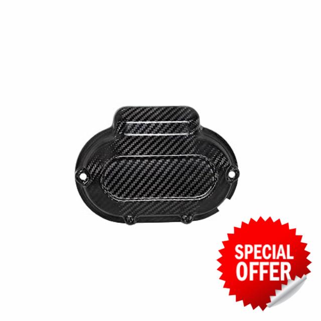 POWERJAMES Black 100% Carbon Fiber Clutch Transmission Side Cover for Harley Davidson 2017-Later Touring Models (3K Drawing)