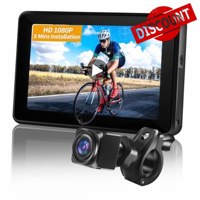 Bike Camera Recording Rechargeable 360° Rotation - Color Night Vision Portable Bicycle Rear View Camera Waterproof 130° Wide View HD 1080P 4.3 Inch Monitor for Mountain