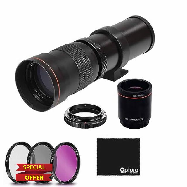 Professional 420-1600mm f/8.3 HD Manual Telephoto Lens for Nikon D500