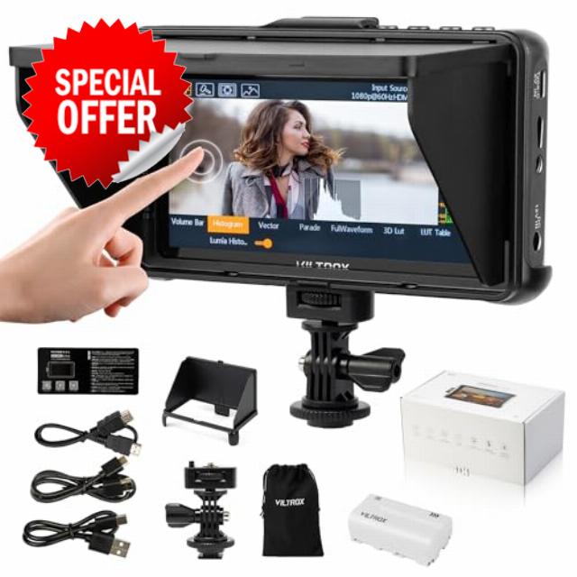 VILTROX DC-550 Lite 5.5" Touchscreen Camera Field Monitor with 3D LUT/Battery/Sunshade Hood