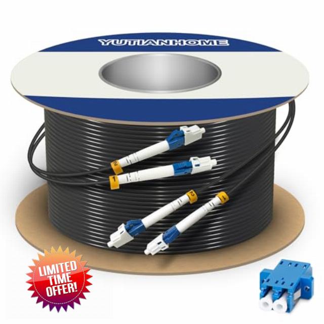 YUTIANHOME 500ft/150m LC to LC Armored Outdoor Fiber Optic Cable