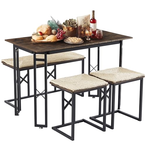 Adjustable Feets Metal Frame Space-Saving Coffee Table for Home Kitchen Dining