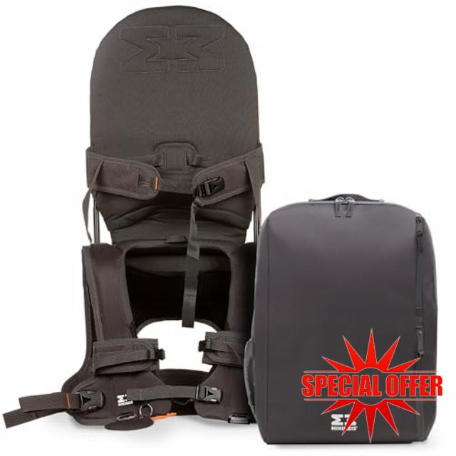 MiniMeis G4 - Lightweight Child Shoulder Carrier and Travel Backpack Bundle - Made for Kids 6 Months to 4 Years Old - Dark Grey