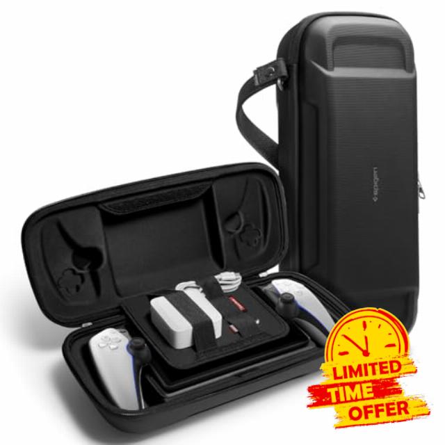 Spigen Rugged Armor Pro Compatible with Playstation Portal Remote Player Hard Shell Travel Carrying Case - Black