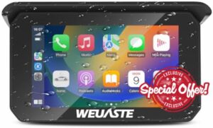 Weuaste 5" IPS Touch Screen Portable Apple Carplay Screen for Motorcycle