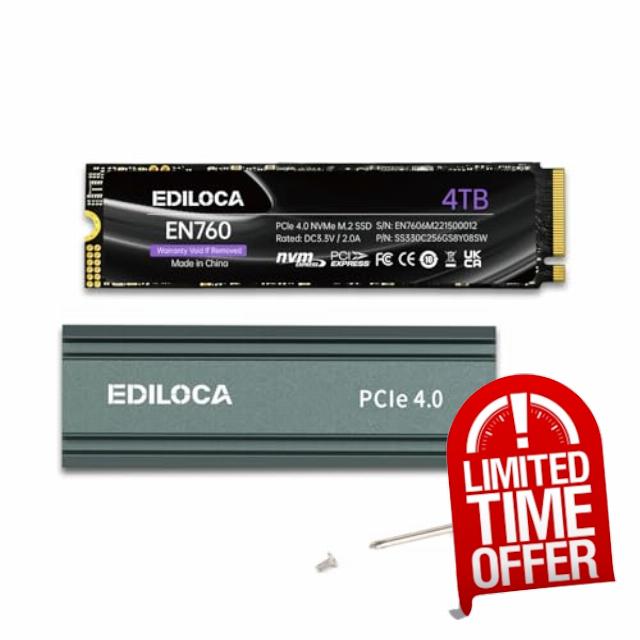 Ediloca EN760 SSD with Heatsink 4TB PCIe Gen4