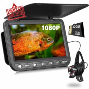 MOQCQGR 7'' Underwater Fishing Camera w/DVR- [Upgrade HD 1080P] Ice Fishing Camera Underwater w/ 10