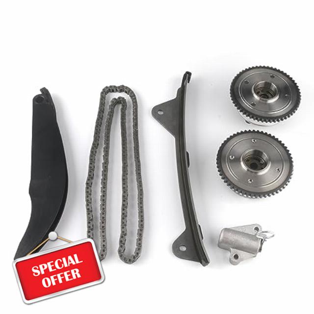 HLBTK Exhuast and Intake VVT Timing Chain Kit Gear Sprocket 2PCS Compatible with Kia Soul Forte Hyundia Elantra 2.0L Replace# 24370-2E010 24350-2E011