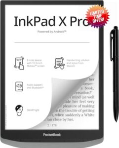 PocketBook InkPad X Pro E-Reader & E-Note | E-Ink Notepad | Handwriting-Feature & Pen | Glare-Free 10.3'' Mobius™ Screen | Powered by Android | SMARTlight | Audio- & E-Book Reader | Bluetooth & WiFi