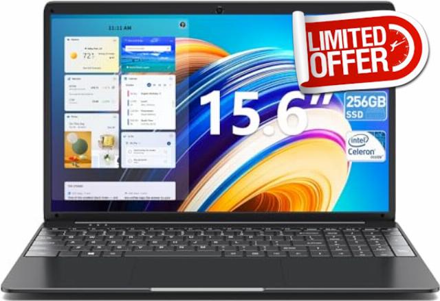 Naclud 15.6" Laptop 8GB RAM 256GB SSD Storage(TF Card 512GB)