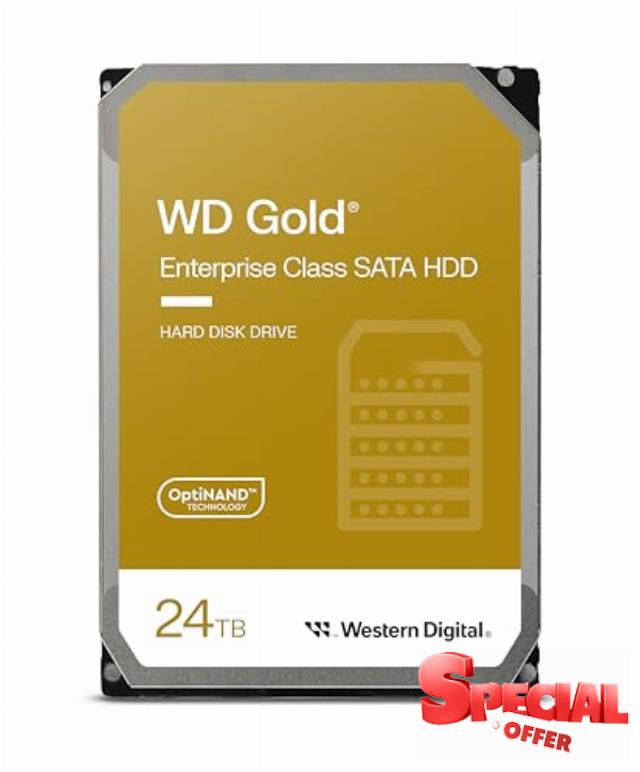 Western Digital 24TB WD Gold Enterprise Class SATA Internal Hard Drive HDD - 7200 RPM