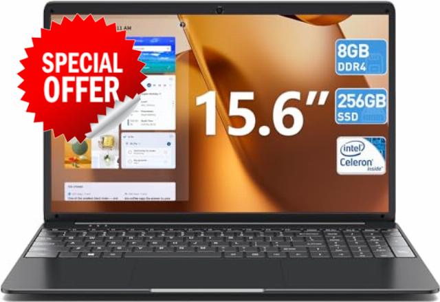 SGIN Laptop 15.6 Inch Laptop 8GB RAM 256GB SSD Storage(TF Card 512GB)