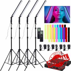 Baquler 4 Pack Bicolor Led Video Lighting Stick Wand Kit