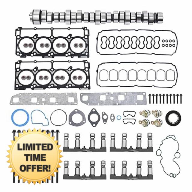 SUSUCAR NON MDS Lifters Camshaft Kit w/Plugs Head Gasket for 2005-2008 Dodge Ram 1500 Chrysler Jeep Grand Cherokee 5.7 HEMI 53022064AA