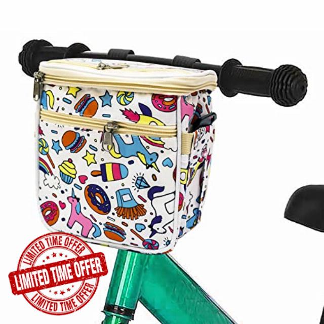 ZKIXUIWI Kids Bicycle Basket Bike Handlebar Bag Organizer