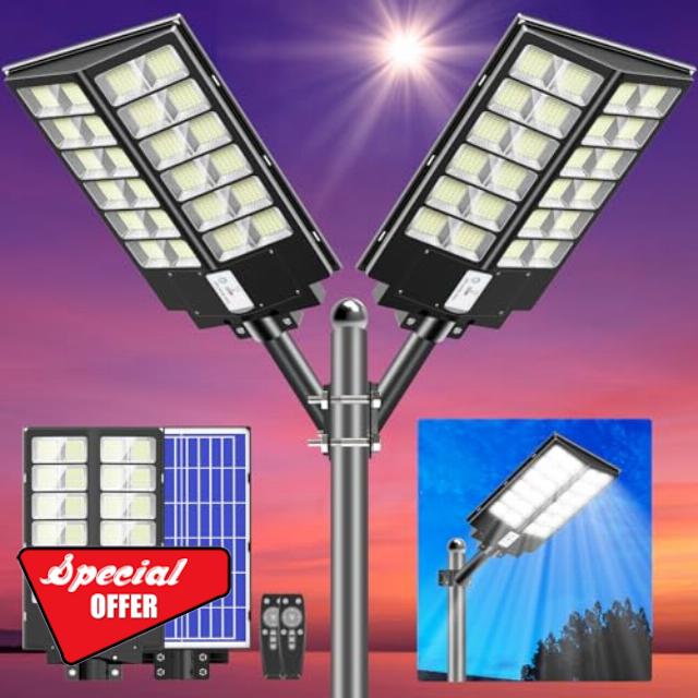 CEDIO Solar Street Lights Outdoor - Solar Parking Lot Lights 4800W 300000LM LED Solar Street Light Dusk to Dawn
