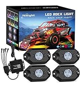 Nilight Wide Angle RGB LED Rock Lights Kit 10 PCS 18LED Wheel Well Light with Remote & Bluetooth ...