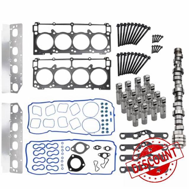 5.7 HEMI MDS Lifter Camshaft Cam Kit + Head Gaskets Bolts Replacement for 2009-2015 Dodge Ram 1500 Durango 5.7L V8 Replace 53022263AF 53021726AD 53022372AA HS54418