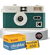 Reusable Film Camera Bundle includes a Yellow Kodak Ultra F9 Film Camera, Kodak Ultramax 35mm Fil...