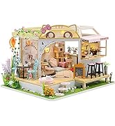CUTEBEE Dollhouse Miniature with Furniture, DIY DollHouse Kit Plus Dust Cover 1:24 Scale Creative...