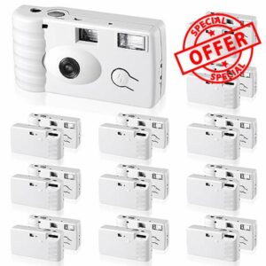 Treela 12 Pack of Disposable Cameras for Wedding Bulk Single Use Flash 35mm 27 Film 400 ISO Film Camera for Birthday Concert Travel Anniversary Party Supply Vacation Gift (White