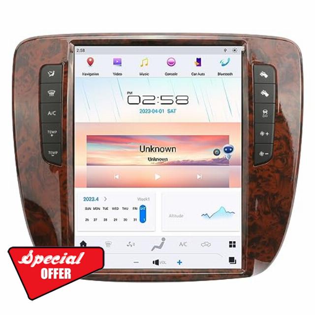NAKEVICH Qualcomm Android 11 Car Radio for GMC Yukon Tahoe Suburban Chevrolet Silverado 2007-2013 Stereo Upgrade Tesla Style Dash IPS Touch Screen Android Auto GPS Navigation Multimedia Play