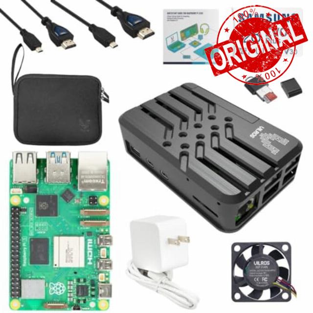 Vilros Complete Starter Kit for Raspberry Pi 5 with Aluminum Passive and Active Cooling Case-Includes Pi 5 Board