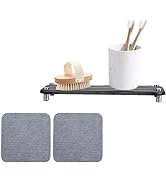 4 Pcs Water Absorbent Diatomite Coasters, Quick Drying Soap Tray, Bathroom Vanity Trays with Groo...