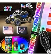 Nilight 2PCS 6FT RGB LED Whip Light, Remote App Control w/DIY Chasing Patterns Stop Turn Reverse ...
