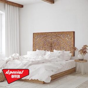 King Wood Headboard | Carved Full Headboard Only | Wooden Headboard Full Size Bed | Wall Mount Headboard King | Full Bed Headboard Panels (Cal King