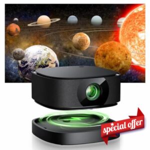 [Electric-Focus & Battery-Powered] Mini Projector with WiFi and Bluetooth:4K Support Native 1080P 650 ANSI Sovboi Removable Portable Projector with Zoom
